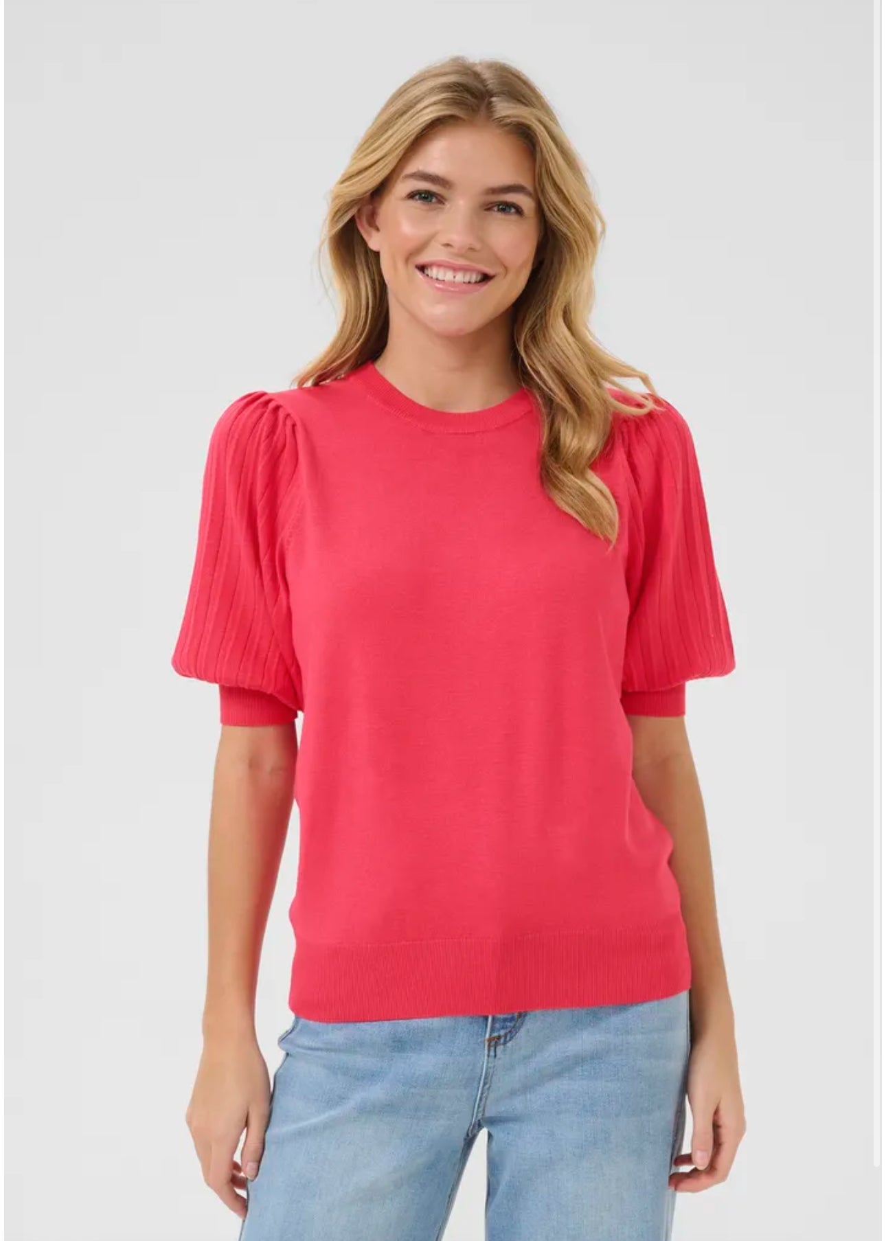 Lone knit pullover raspberry 1/2 sleeve