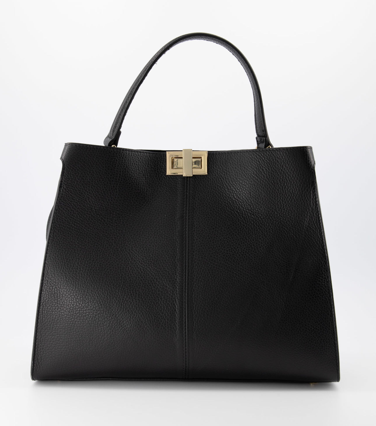 Noëlle classic grain handtas zwart goudkleurig