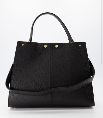 Noëlle classic grain handtas zwart goudkleurig